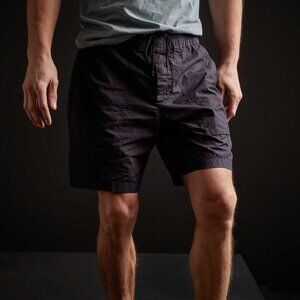James Perse Rip Stop Cotton Above Knee Tie Wai Shorts Sz. XL Black Malibu NWOT